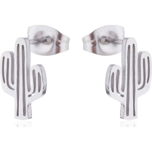 2020 New Plant Cactus Stainless Steel Womens Earrings Gold Girlfriend Gifts European and American Fashion Christmas Gifts