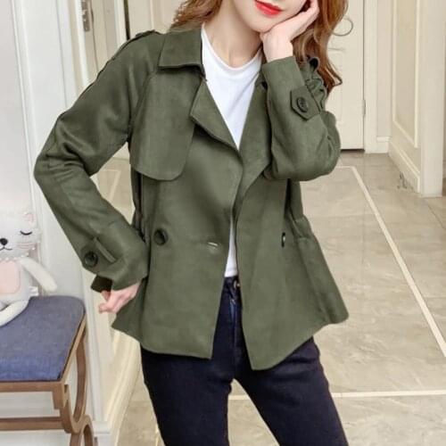Winter Women Korean Blazer And Jacket Long Sleeve Elastic Waist Black Green Fashion Slim Women Clothes Short Windbreaker