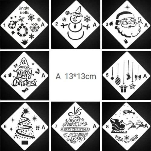 1 Sheet 13*13cm Merry Christmas Stencil DIY Walls Layering Painting Template Decor Scrapbook Diary Coloring Embossing Reusable A