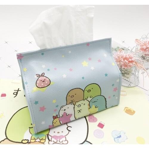 1pcs Anime Sumikko Gurashi Printed PU Storage Tissue Box Cover Cute Cartoon Napkin Paper Bag Towel Case Gift Home Car Decoration