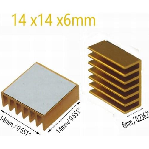 10pcs Gdstime Golden Computer Cooler Radiator Aluminum Heatsink for Electronic Chip Heat dissipation Cooling Pads 14x14x6mm