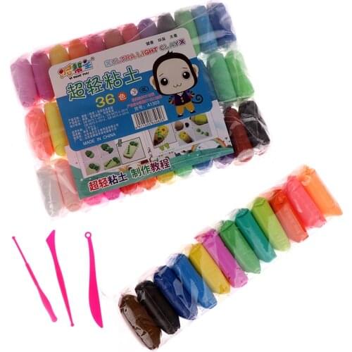36 colors/Set Toys Soft Clay Antistress Light Plasticine Sand Polymer Clay