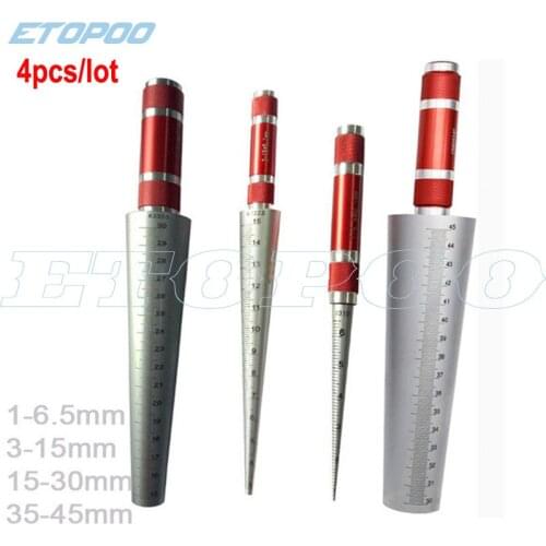4pcs/lot Conical feeler gauge taper cone cylinder gauge hole size diameter taper gauge 4size: 1-6.5mm 3-15mm 15-30mm 30-45mm