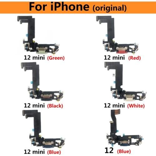 5PCS 100% Original New USB Charging Connector Flex Cable With Microphone Mobile Phone Parts For Iphone 12 Pro 12 mini