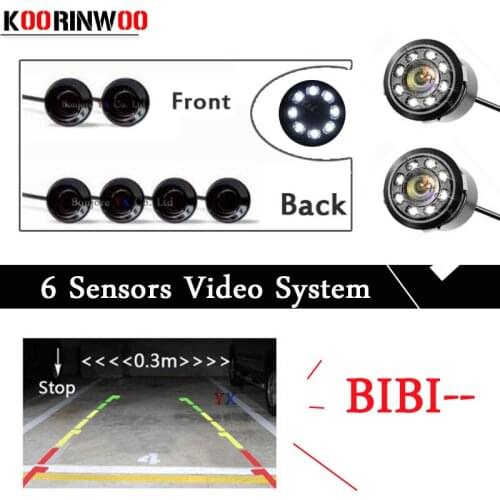 Koorinwoo Dual Core CPU Video System Car Parking Sensors 6 Radars Front Black Alarm Parking Probe Parktronic Car-detector Blind