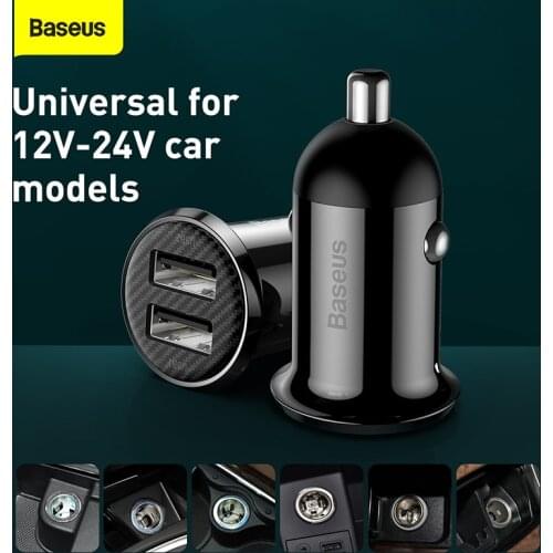 Baseus Dual USB Car Phone Charger 4.8A 24W Phone Car Charging Adapter For iPhone Xiaomi Huawei Fast Car USB Charger in Car