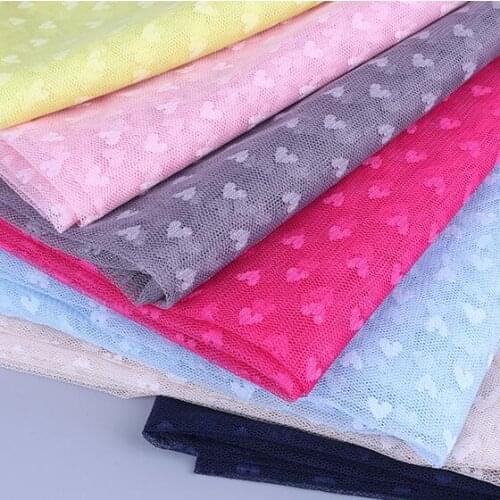 White Pink Lace Mesh Dot Heart Jacquard Tulle Fabric For Wedding Dress Mosquito Curtain Net Patchwork Needlework Diy Material