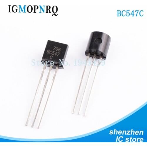 100PCS BC547C TO-92 BC547 547C Bipolar junction transistor (BJT) NPN 45V 100mA HFE/800 New