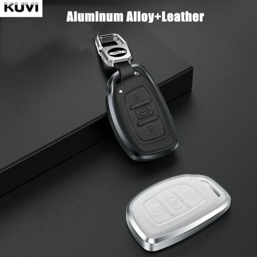 Alloy Leather Car Key Case Cover For Hyundai Tucson Sonata Fe Creta ix25 ix35 ix45 i10 i20 i30 i40 Verna Solaris Mistra Elantra