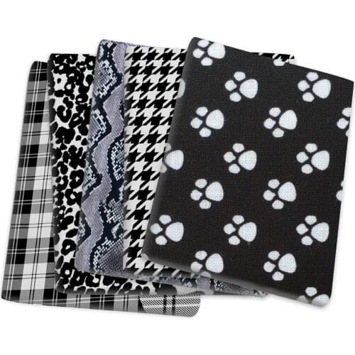 Black White Series Footprint Polyester Cotton Fabric Patchwork Tissue Kid Home Textile Sewing Doll Dress Curtain,1Yc14306