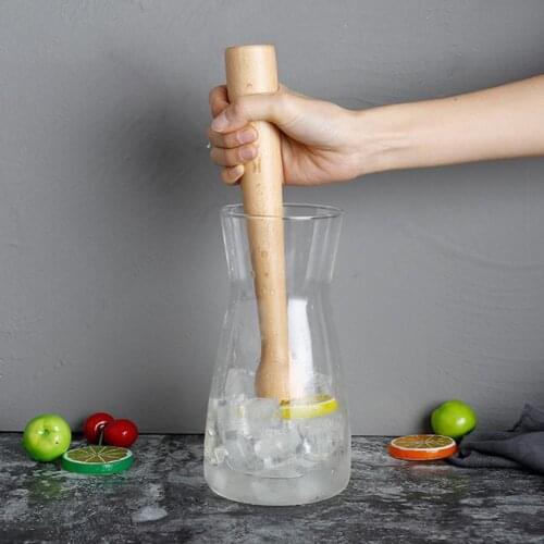 Wood Juicer Cocktail Crushed Ice Stick Manual Lemon Fruit Squeezer Stirring Rod