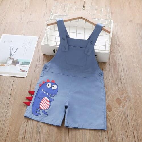 Childrens Overalls 2021 Summer New Cartoon Clothes Baby Boys Girls Dinosaur Shorts Pant 2-6 Years Old Kids Fashion Outwear