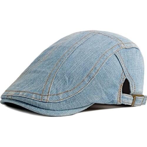 Washed Denim Newsboy Caps Flat Peaked Cap Men and Women Painter Beret Hats 34