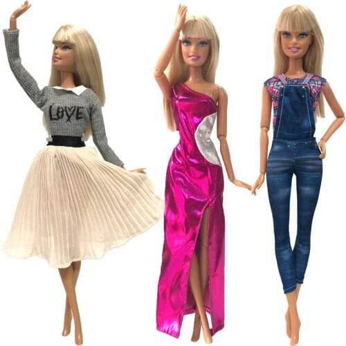 NK Newest 3 Set /Lot Doll Dress Winter Clothing Clothes Top Fashion Coat Super Modern Outfit For Barbie Doll Accessories01A