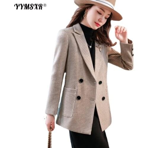 Suit Large Size Professional Wear High Quality 2021 New Autumn and Winter Long-sleeved Plaid Ladies Office Jacket Overalls