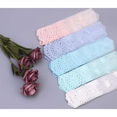 3Yards pink Purple Handmade DIY Clothing Accessories Floral Hollow out Embroidery Lace Fabric Curtains Sofa Lace Trim 20cm Width