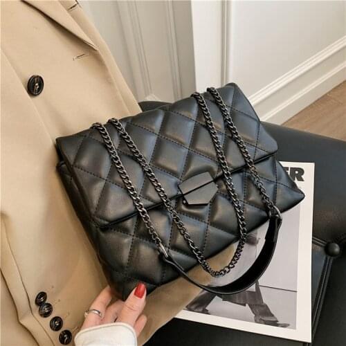 Lattice Square Crossbody bag 2021 Fashion New High quality PU Leather Womens Designer Handbag Chain Shoulder balck Bag