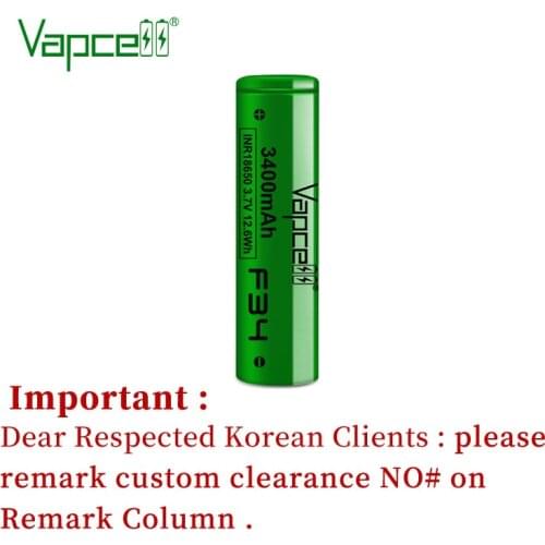 Vapcell Li Ion Battery INR 18650 F34 3400mah 10A/20A 3.7V Rechargeable Power stronger than GA/MJ1/35E Good Consistency Cells