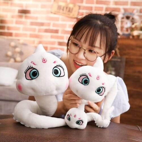 Little white snake plush toy doll greedy snake doll 30cm/60cm