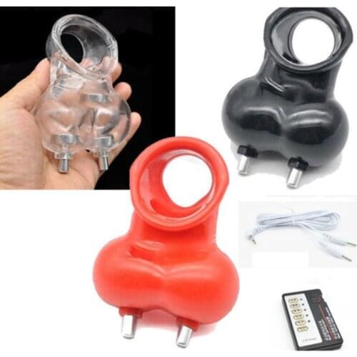 Manyjoy Electro Shock Model Chastity Cage Penis Ring Sex Toys, Male Scrotum Squeeze Ring Stretcher Time Delay Cock Ring/Cage
