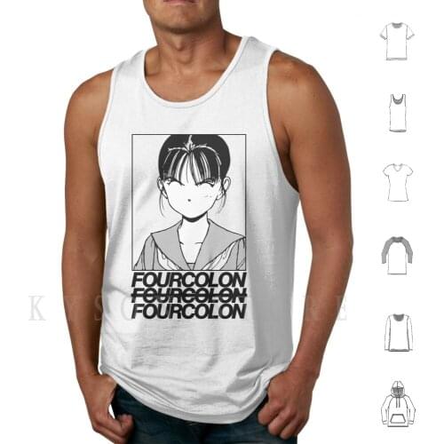 Fourcolon Fuku Tank Tops Vest 100% Cotton Anime Manga Edit Tumblr Fourcolon Vaporwave Seapunk Net Art