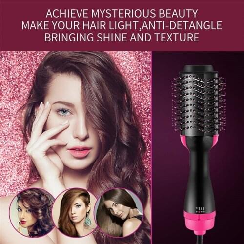 1000W Multifunction Hair Dryer and Volumizer Blower Quick Dry One Step Hot Air Brush Straightener Curling Comb Styling TooI