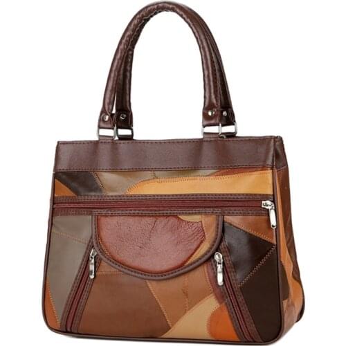 Fashion Women Designer Handbag Top-Handle Bags PU Leather Women Handbags Soft Ladies Patchwork Vintage Bags