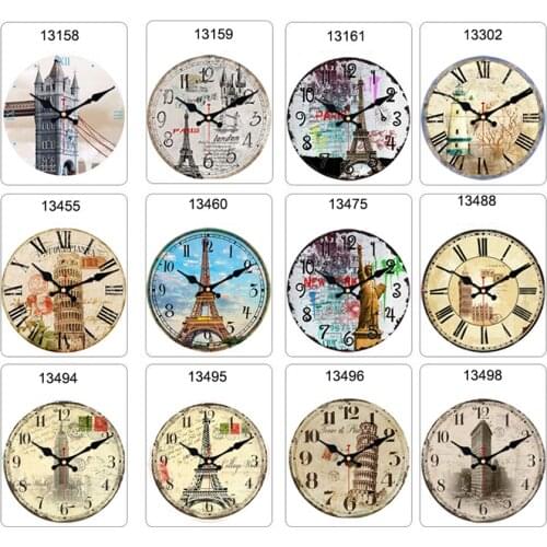Fashion Eiffel Tower 3d Vintage Large Decorative Modern Design Antique Wooden Handmake Wall Clock Living Room Watch