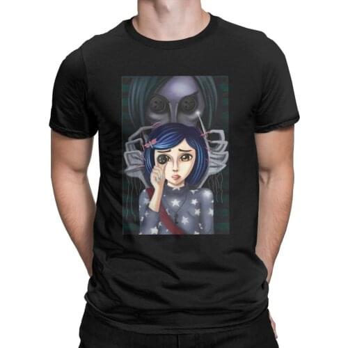 Coraline T-Shirt Men Coraline And The Secret Door Short Sleeve Funny Tees O-neck Cotton Clothes Men Cotton Tees Streetwear