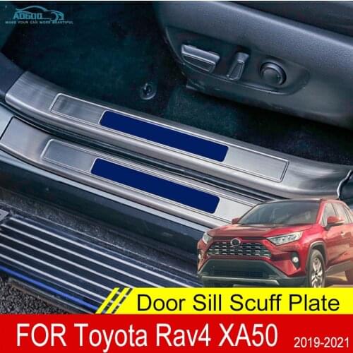 For Toyota RAV4 XA50 2020 2021 Door Sill Scuff Plate Auto Stainless Steel Threshold Pedal Protector Styling Sticker Trim