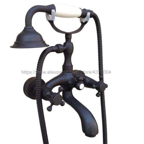 Wall Mounted Bathtub Faucet Oil Rubbed Bronze Tub Sink Faucet Telephone Style Bathroom Bath Shower Set with Handshower Ntf562