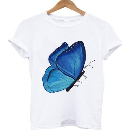 New Women Clothing Butterfly t shirt Print Harajuku T Shirt Summer Short Sleeve Unisex Tee Tops Aesthetic Fashion T-shirt