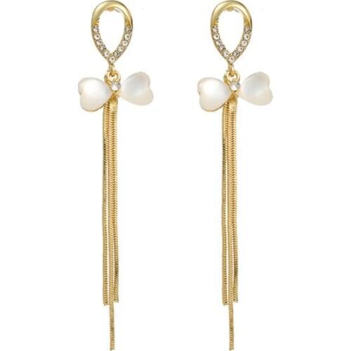 New Jewelry Bow Long Style Tassel Fashion Earrings Kolczyki Aretes De Mujer
