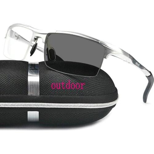 Outdoor Photochromic Finished Myopia Glasses men Aluminum Magnesium Chameleon Anti-glare Change Color Lens Prescription Glasses