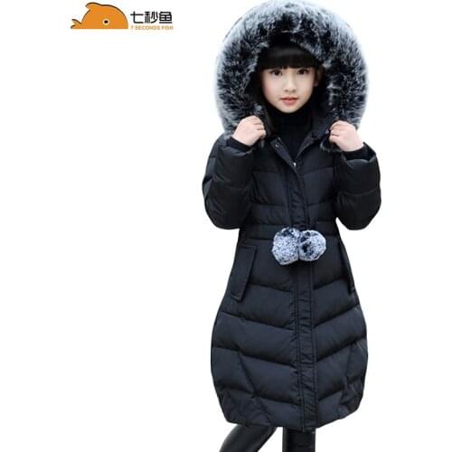 -20 Degrees Girls clothing warm Down jacket 2020 Winter Thick Parka Artificial Fur Hooded Children Outerwear Coat