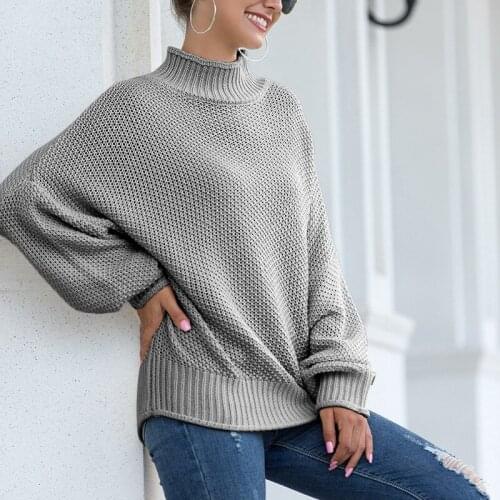 2020 Autumn Winter Women Turtleneck Pullover Sweater Personality Solid Oversized Round Neck Top Streetwear Cotton Mujer Sweater