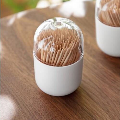 Household kitchen plastic toothpicks holder with transparent lid white tooth picks bottle