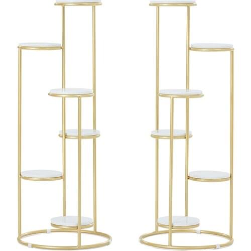 Flower stand wrought iron marble multi-layer living room indoor green dill floor flower shelf balcony succulent flower pot stand