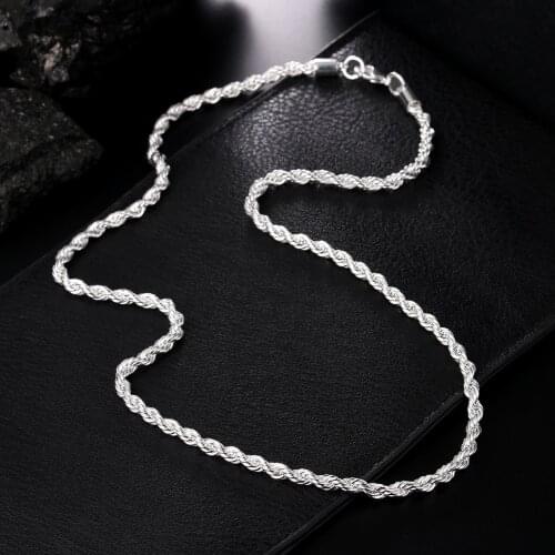 Factory Direct hot 925 Sterling Silver Necklaces for woman men classic Jewelry 16-24 Inches Exquisite 4MM rope chain party Gift