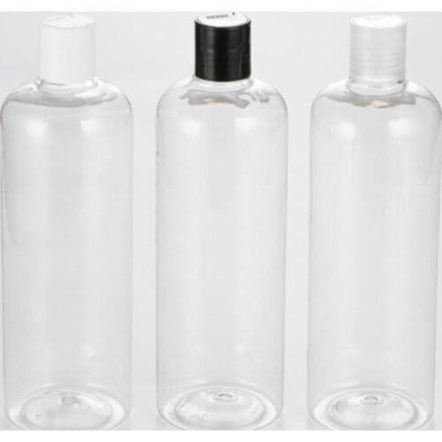 12 X 500ML Transparent Empty Plastic Bottles With Disc Top Cap Cosmetic Packaging Containers For Shampoo Lotions Liquid