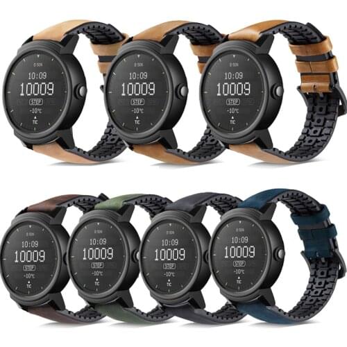 20mm 22mm Genuine Leather Silicone Watch Strap Band for Ticwatch 2/Ticwatch E for Huami Garmin Samsung Huawei Wristband