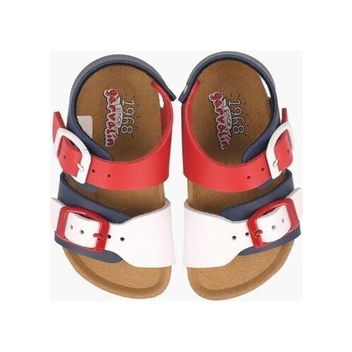 Boys sandals tricoloured with organic Garvalín floor