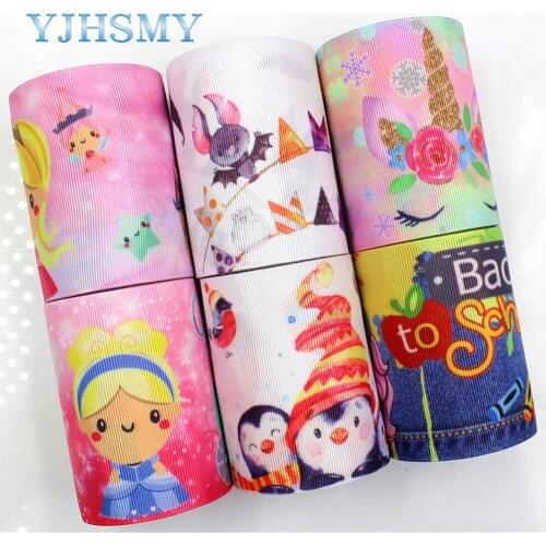 YJHSMY G-18620-548,10 yards,75 mm Color cartoon Printed grosgrain ribbons,DIY handmade Hair accessories wedding gift wrap