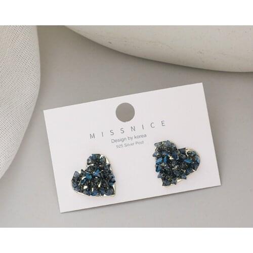 2020 New Arrival Trendy Crystal Blue Gradient Love Stud Earrings For Women Sweet Elegant Jewelry Oorbellen Gift