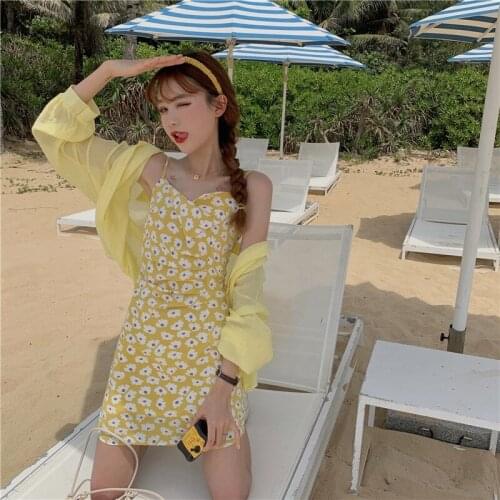 Womens Dresses Japanese Harajuku Vintage Ladies Ulzzang Casual Loose Ins Daisy Dress Female Korean Kawaii Clothing For Women