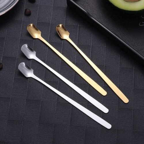 1/4pc/set Stainless Steel Coffee Stirring Spoon Round Shape Long Handle Teaspoon Ice Cream Honey Spoon Cutlery Set 5z