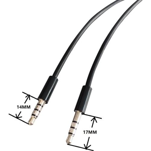 1.5m 5ft 4Poles 3.5mm Jack Audio Cable Male To Male Car Aux Cable For Mobile Phone 14mm port to 17mm long tip