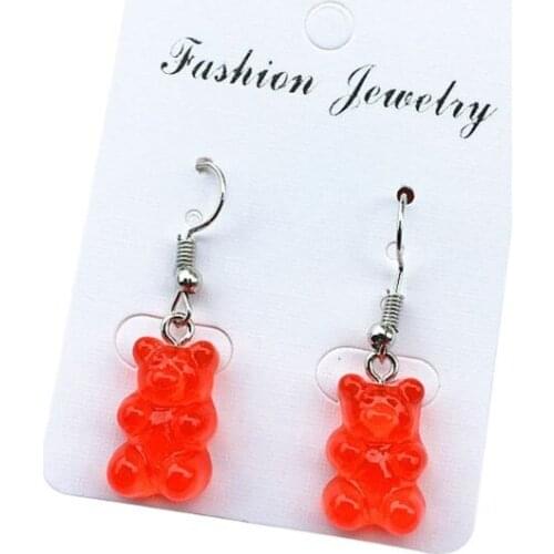 1 Pair Creative Cute Mini Gummy Bear Earrings Minimalism Cartoon Design Female Ear Hooks Danglers Jewelry Gift