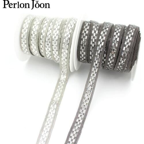 1yard Strip Glass crystal rhinestone trim with gold chain tape decorative hot fix shoes clothing accessories TR136