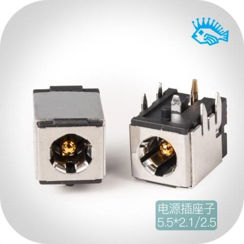 10pcs DC-007B High quality pure copper gold plated shielded DC power socket DC 5.5*2.1mm/5.5*2.5mm